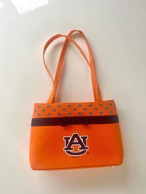 Auburn University Purse Handbag EUC Hard Canvas Blue Orange